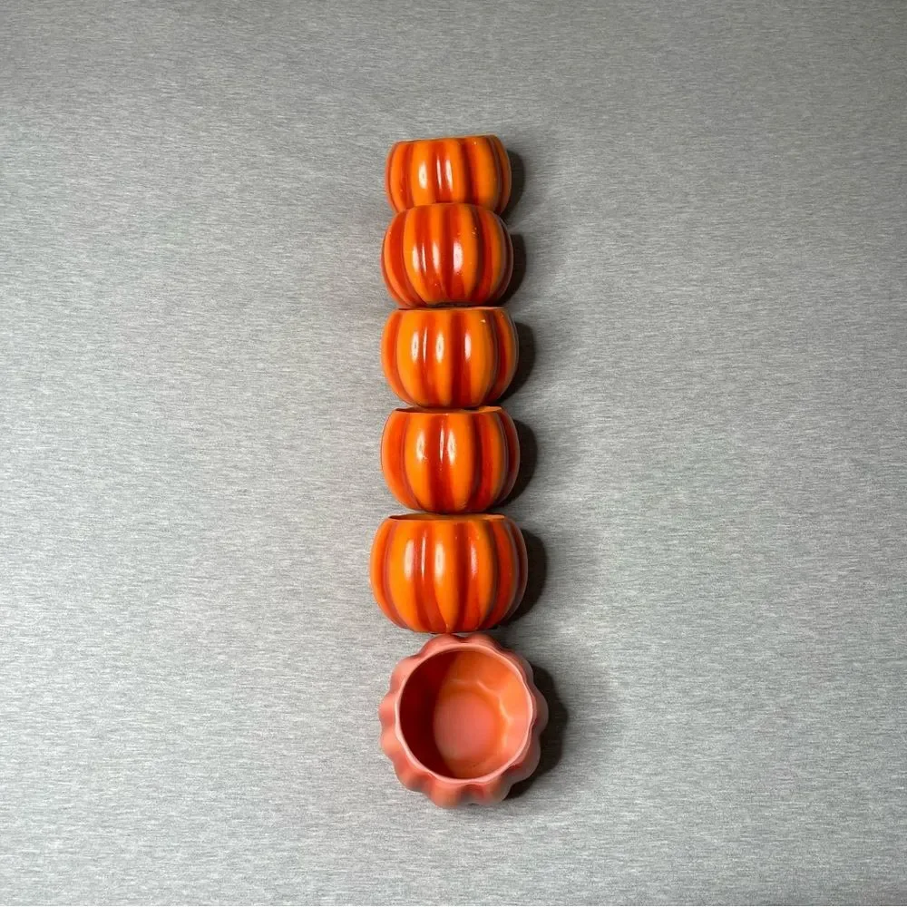 Target Orange 4” Round Pumpkin Ceramic Planter Pot 6 PCS. Set